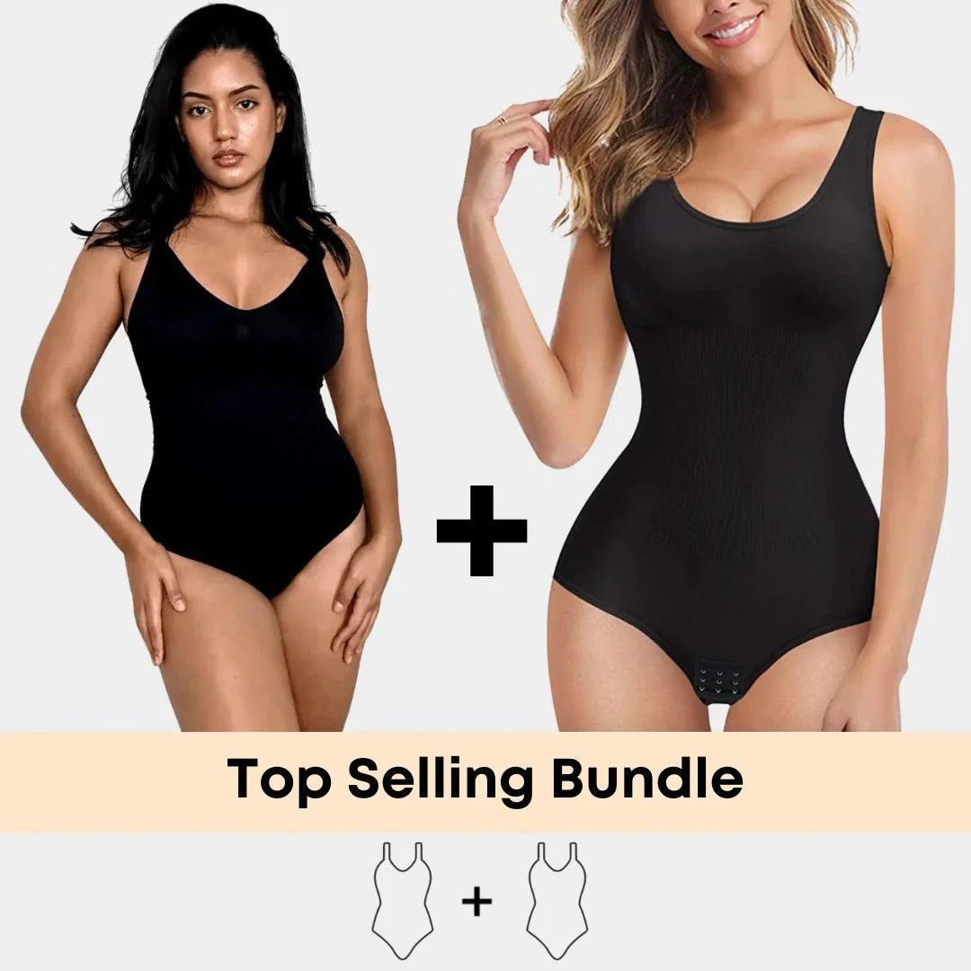 Luxmery Essentials Bundle - 1 Sculpting Bodysuit + 1 Round Neck Bodysuit - Luxmery